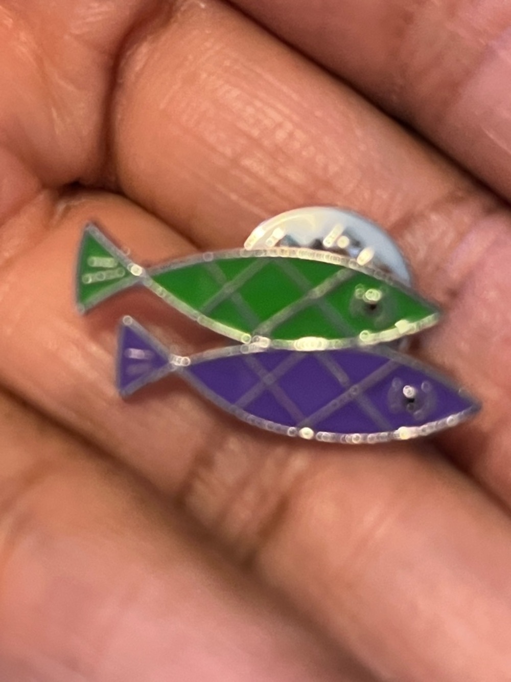 Green & Purple Fish Pin Accessory for Pets and Gear - Picture 5 of 9